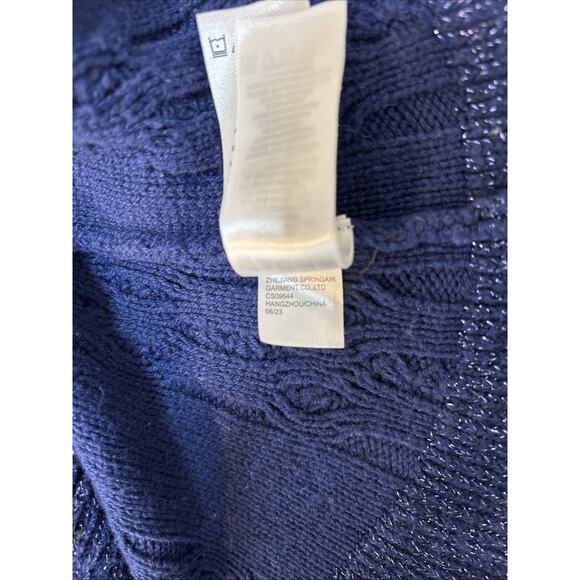 Cupcakes and Cashmere Sweater Dress Navy Cable Knit Ruffle Glitter Accents 5/6 - Picture 6 of 13